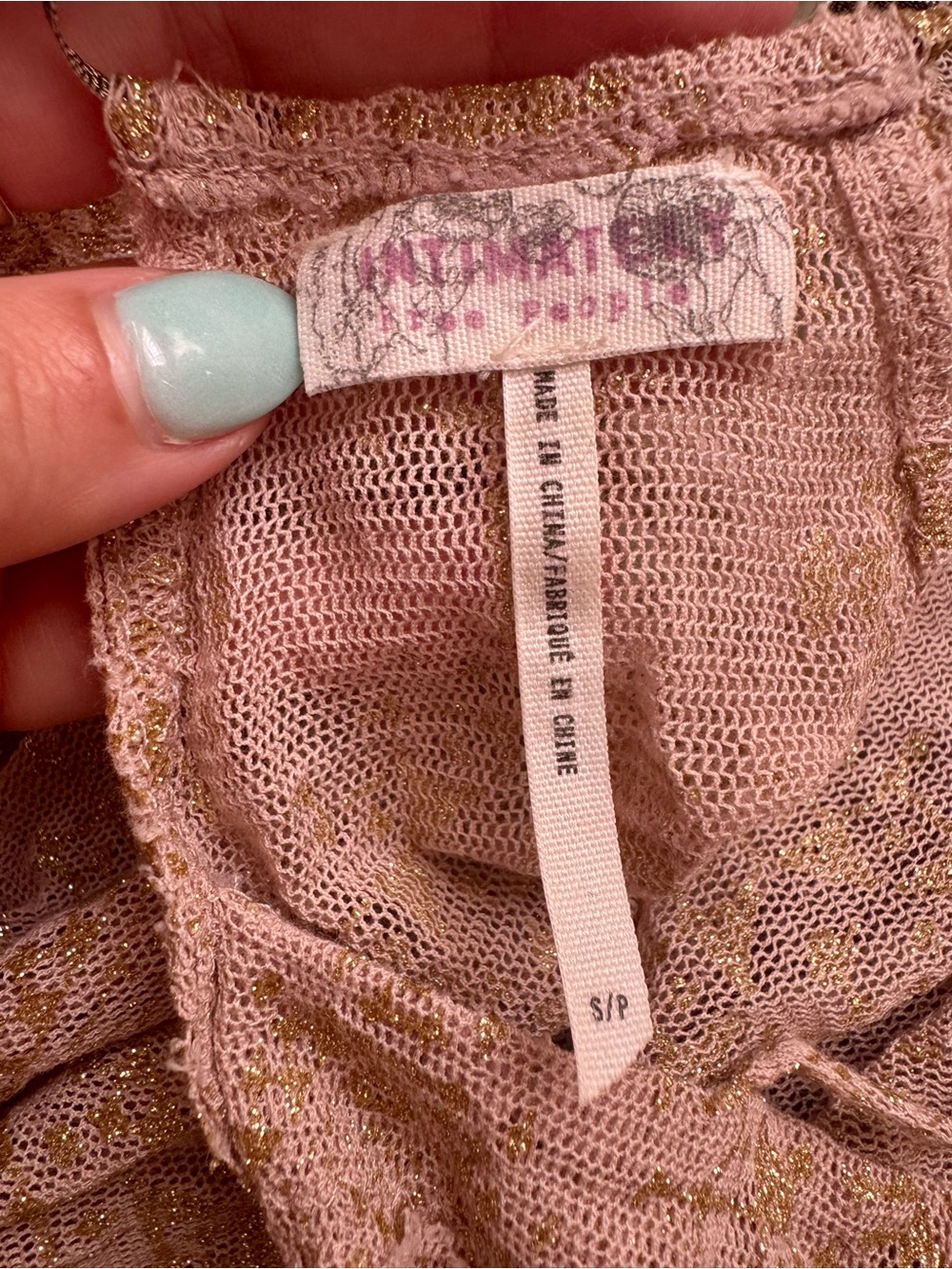 Gold Metallic Mesh Crop Cami, Size Small - Intimately by Free People - Picture 2 of 7